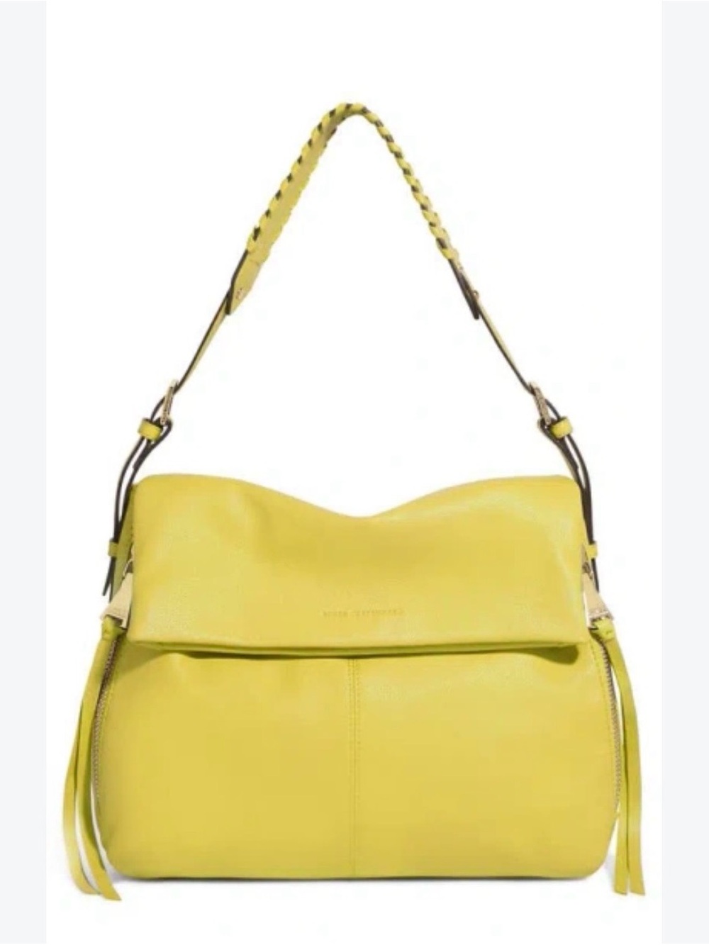 Aimee Kestenberg Chartreuse Lime Green Yellow Leather Bali Double Entry Bag